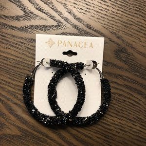 NWT Panacea Black Glittery Hoops